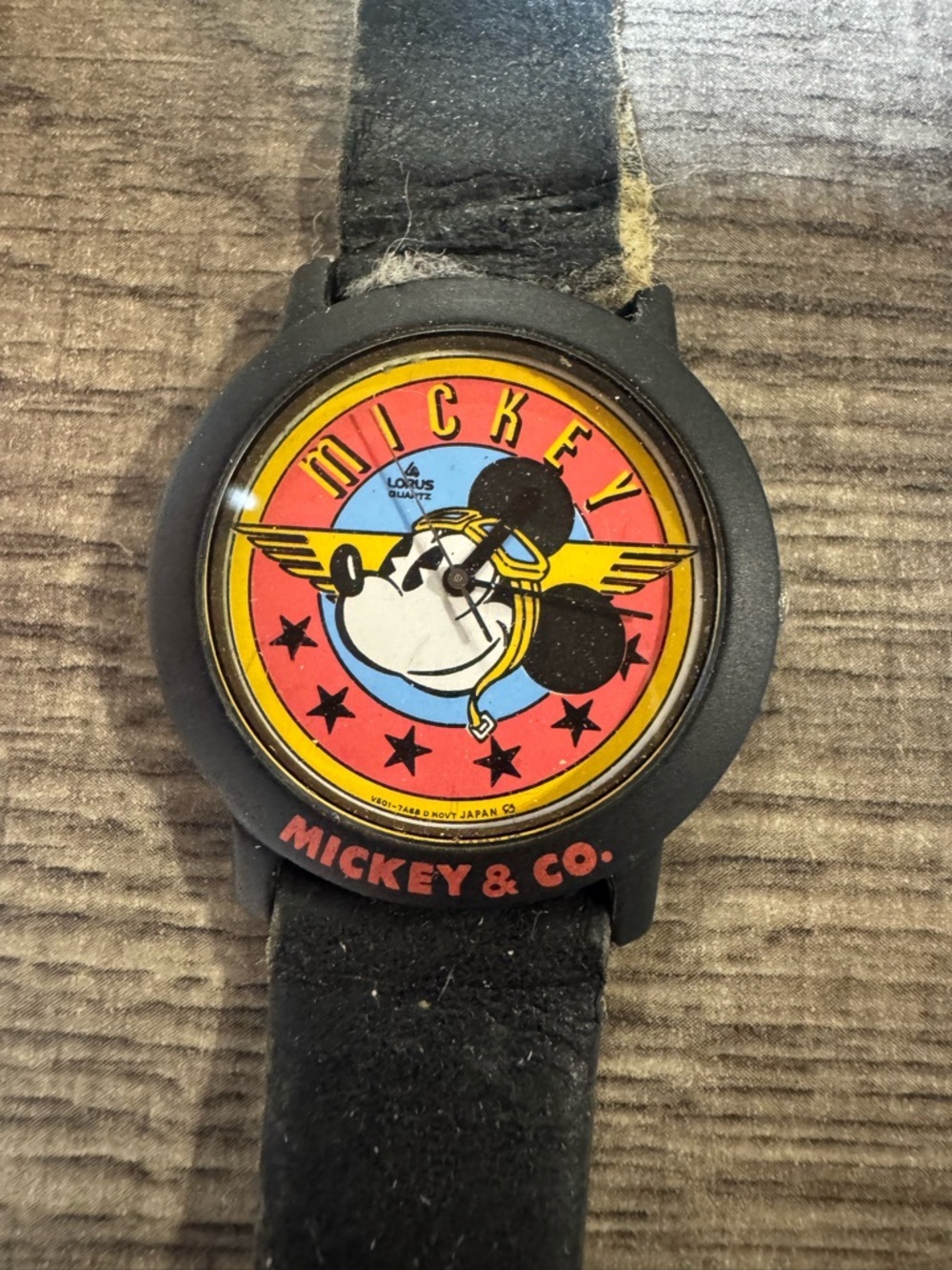 Vintage Disney Mickey & Co Pilot Aviator Watch Lotus Quartz Japan Works READ